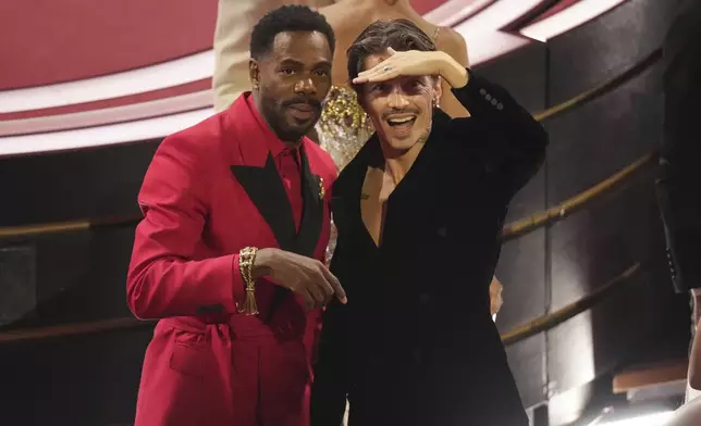 Colman Domingo, left, and Raul Domingo in the audience during the Oscars on Sunday, March 2, 2025, at the Dolby Theatre in Los Angeles. (AP Photo/Chris Pizzello)