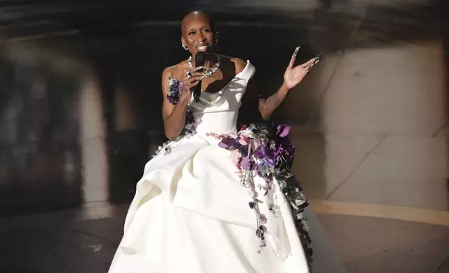 Cynthia Erivo performs "Home" during the Oscars on Sunday, March 2, 2025, at the Dolby Theatre in Los Angeles. (AP Photo/Chris Pizzello)