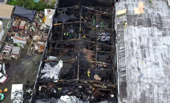 FILE - This undated file photo provided by the City of Oakland shows the burned warehouse after the deadly fire that broke out on Dec. 2, 2016, in Oakland, Calif. (City of Oakland via AP, File)