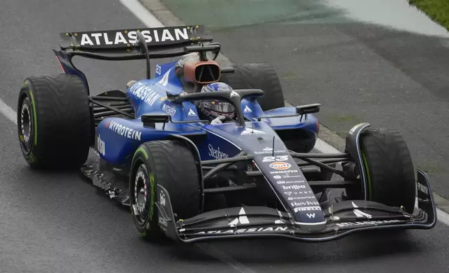 Williams driver Alexander Albon of Thailand steers his car during the Australian Formula One Grand Prix at Albert Park, in Melbourne, Australia, Sunday, March 16, 2025. (AP Photo/Asanka Brendon Ratnayake)