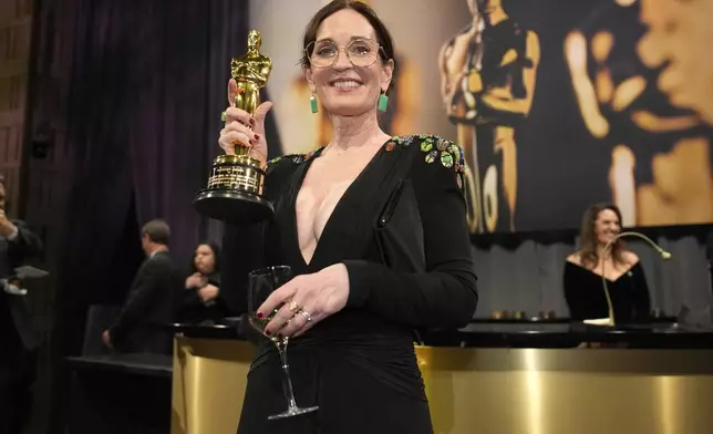 Molly O'Brien, winner of the award for best documentary short film for "The Only Girl in the Orchestra," attends the Governors Ball after the Oscars on Sunday, March 2, 2025, in Los Angeles. (AP Photo/John Locher)