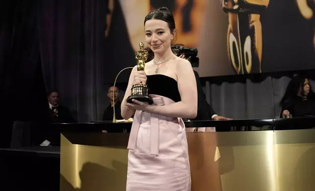 Mikey Madison winner of the award for best performance by an actress in a leading role for "Anora," attends the Governors Ball after the Oscars on Sunday, March 2, 2025, in Los Angeles. (AP Photo/John Locher)