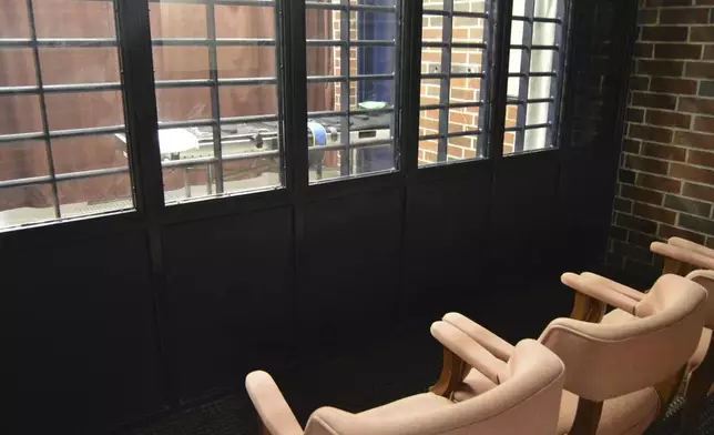 FILE - This undated photo provided by the South Carolina Department of Corrections shows the witness room in the execution chamber at the Broad River Correctional Institution in Columbia, S.C. (South Carolina Department of Corrections via AP, File)