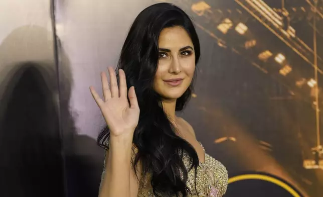 Bollywood actor Katrina Kaif poses for a photograph as she arrives for the International Indian Film Academy (IIFA) awards ceremony in Jaipur, India, Sunday, March 9, 2025. (AP Photo/Deepak Sharma)