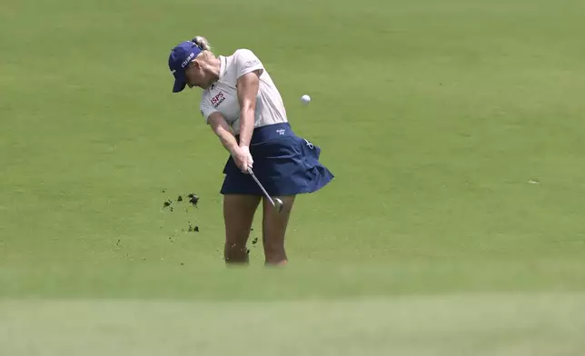 Charley Hull of England plays a shot during the round four of the HSBC Women's World Championship 2025 at Sentosa Golf Club in Singapore, Sunday, March 2, 2025. (AP Photo/Suhaimi Abdullah)