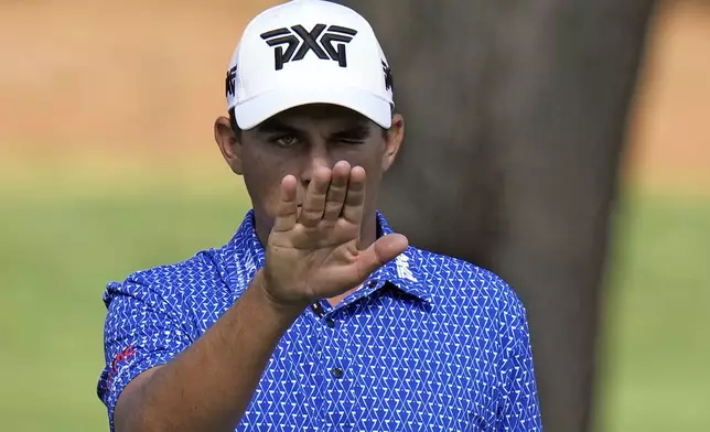 Christiaan Bezuidenhout lines up a putt on the fifth hole during the first round of the Valspar Championship golf tournament Thursday, March 20, 2025, at Innisbrook in Palm Harbor, Fla. (AP Photo/Chris O'Meara)