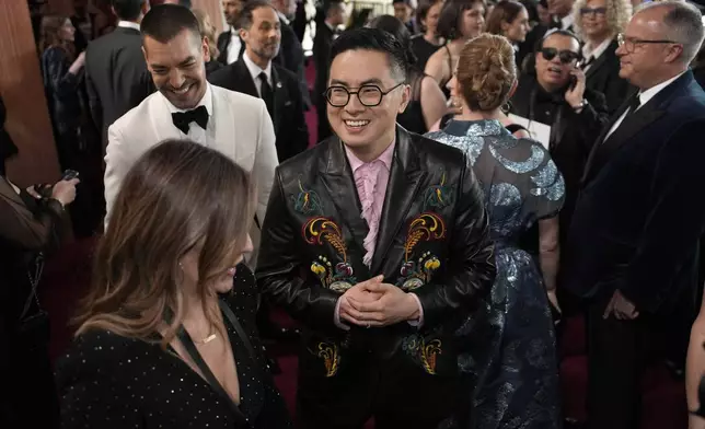Bowen Yang arrives at the Oscars on Sunday, March 2, 2025, at the Dolby Theatre in Los Angeles. (AP Photo/John Locher)