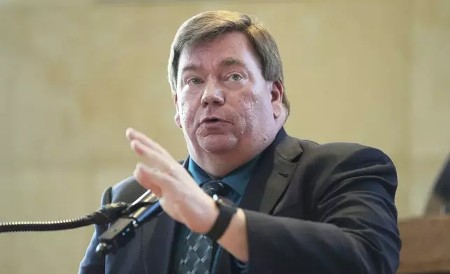 Lamont McClure, Democratic Northampton County Executive, speaks during an event announcing his campaign to run for the Pennsylvania's 7th Congressional District, in Easton, Pa., Thursday, Feb. 27, 2025. (AP Photo/Matt Rourke)