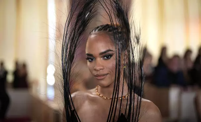 Yasmin Finney arrives at the Oscars on Sunday, March 2, 2025, at the Dolby Theatre in Los Angeles. (AP Photo/John Locher)