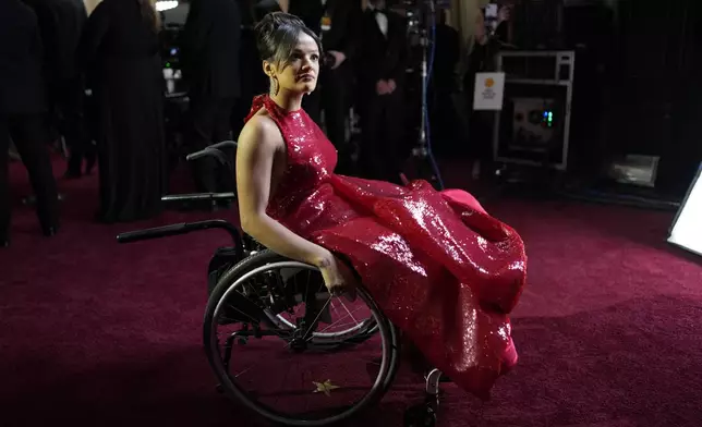 Marissa Bode arrives at the Oscars on Sunday, March 2, 2025, at the Dolby Theatre in Los Angeles. (AP Photo/John Locher)
