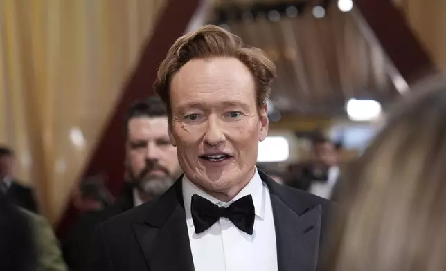 Conan O'Brien arrives at the Oscars on Sunday, March 2, 2025, at the Dolby Theatre in Los Angeles. (AP Photo/John Locher)