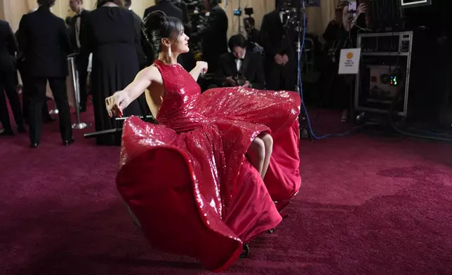 Marissa Bode arrives at the Oscars on Sunday, March 2, 2025, at the Dolby Theatre in Los Angeles. (AP Photo/John Locher)