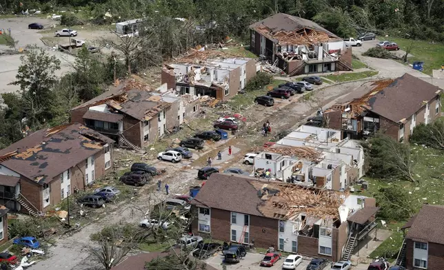FILE- In this May 23, 2019 file photo, tornado damage is seen in Jefferson City, Mo. (AP Photo/Jeff Roberson, File)