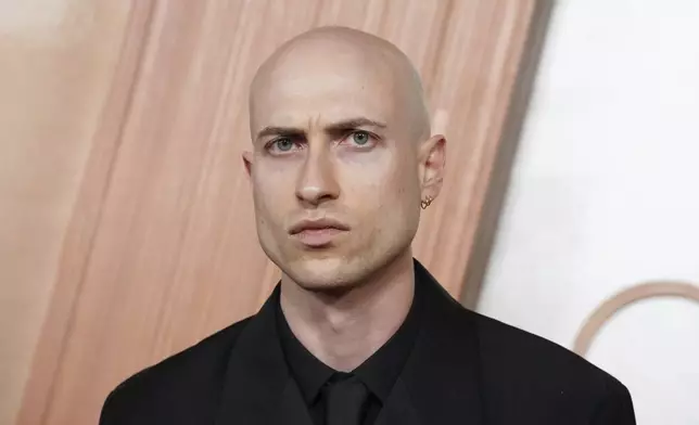 Daniel Blumberg arrives at the Oscars on Sunday, March 2, 2025, at the Dolby Theatre in Los Angeles. (Photo by Jordan Strauss/Invision/AP)