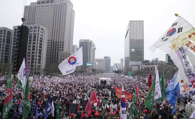 FILE - Supporters of impeached South Korean President Yoon Suk Yeol stage a rally to oppose his impeachment in Seoul, South Korea, on March 1, 2025. (AP Photo/Ahn Young-joon, File)