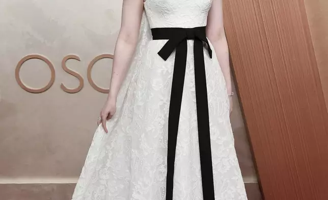 Elle Fanning arrives at the Oscars on Sunday, March 2, 2025, at the Dolby Theatre in Los Angeles. (Photo by Richard Shotwell/Invision/AP)