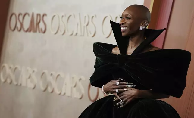Cynthia Erivo arrives at the Oscars on Sunday, March 2, 2025, at the Dolby Theatre in Los Angeles. (Photo by Jordan Strauss/Invision/AP)
