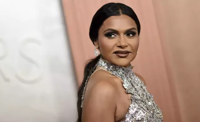 Mindy Kaling arrives at the Oscars on Sunday, March 2, 2025, at the Dolby Theatre in Los Angeles. (Photo by Richard Shotwell/Invision/AP)