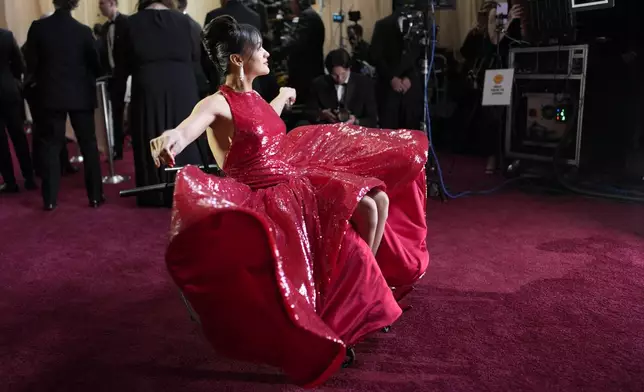 Marissa Bode arrives at the Oscars on Sunday, March 2, 2025, at the Dolby Theatre in Los Angeles. (AP Photo/John Locher)