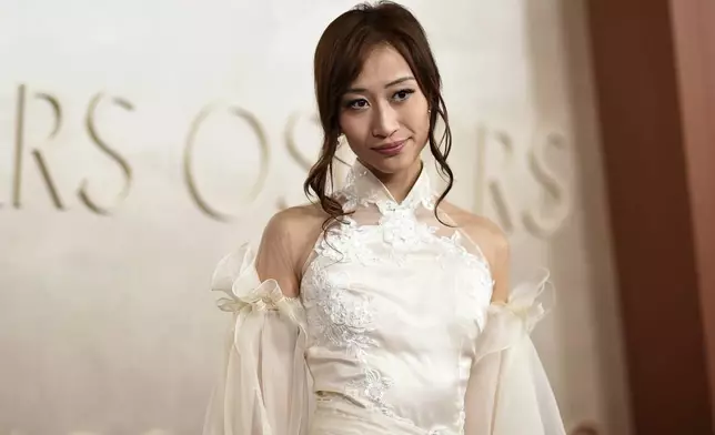 Leenda Dong arrives at the Oscars on Sunday, March 2, 2025, at the Dolby Theatre in Los Angeles. (Photo by Richard Shotwell/Invision/AP)