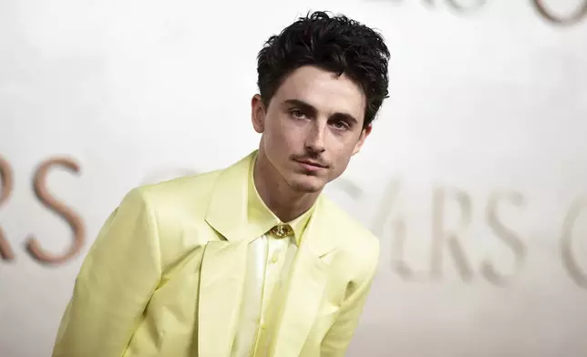 Timothee Chalamet arrives at the Oscars on Sunday, March 2, 2025, at the Dolby Theatre in Los Angeles. (Photo by Richard Shotwell/Invision/AP)