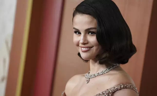 Selena Gomez arrives at the Oscars on Sunday, March 2, 2025, at the Dolby Theatre in Los Angeles. (Photo by Jordan Strauss/Invision/AP)