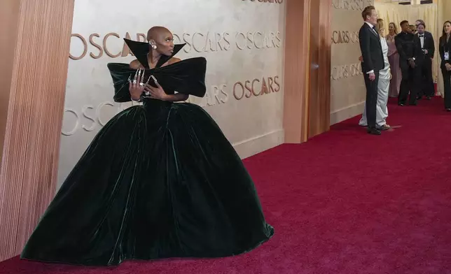 Cynthia Erivo arrives at the Oscars on Sunday, March 2, 2025, at the Dolby Theatre in Los Angeles. (AP Photo/Jae C. Hong)