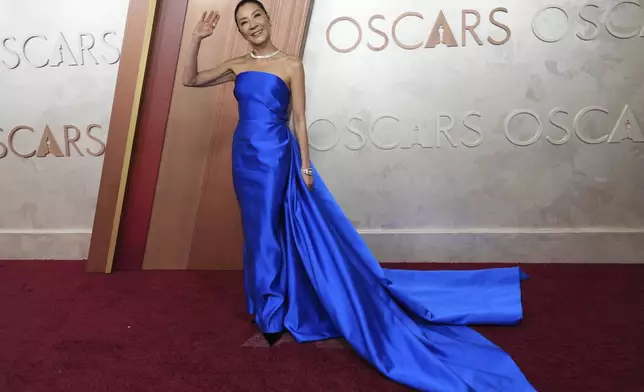 Michelle Yeoh arrives at the Oscars on Sunday, March 2, 2025, at the Dolby Theatre in Los Angeles. (Photo by Jordan Strauss/Invision/AP)