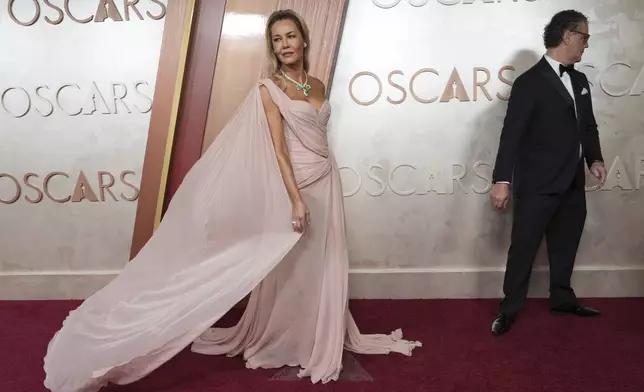 Connie Nielsen arrives at the Oscars on Sunday, March 2, 2025, at the Dolby Theatre in Los Angeles. (Photo by Jordan Strauss/Invision/AP)