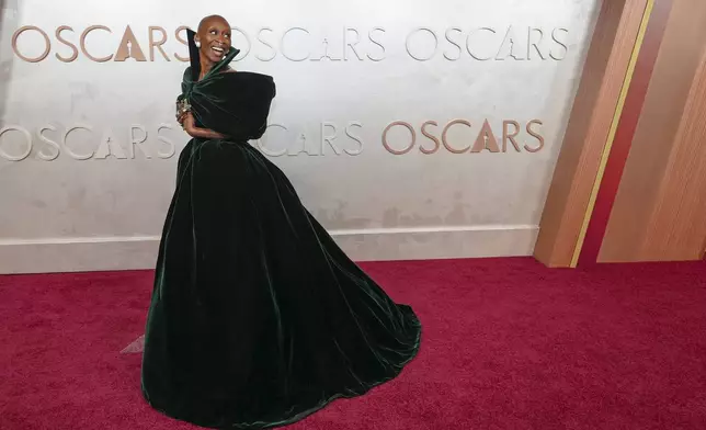 Cynthia Erivo arrives at the Oscars on Sunday, March 2, 2025, at the Dolby Theatre in Los Angeles. (AP Photo/Jae C. Hong)
