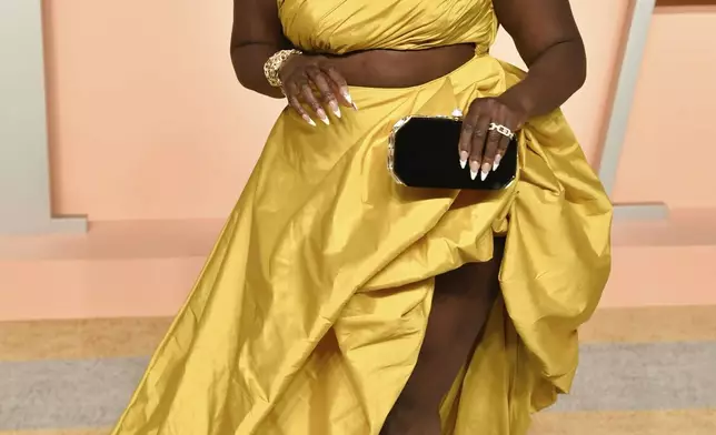 Danielle Brooks arrives at the Vanity Fair Oscar Party on Sunday, March 2, 2025, at the Wallis Annenberg Center for the Performing Arts in Beverly Hills, Calif. (Photo by Evan Agostini/Invision/AP)