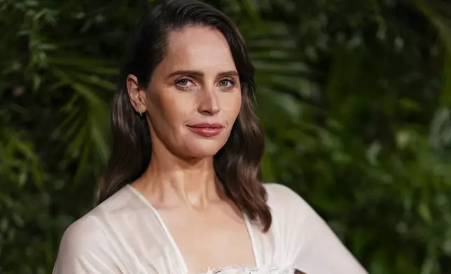 Felicity Jones arrives at Chanel's 16th Annual Pre-Oscar Awards Dinner on Saturday, March 1, 2025, at The Beverly Hills Hotel in Beverly Hills, Calif. (Photo by Jordan Strauss/Invision/AP)