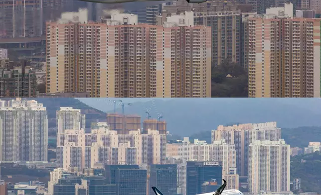 The flight was flying above Victoria Harbour. (Source: Cathay Pacific)