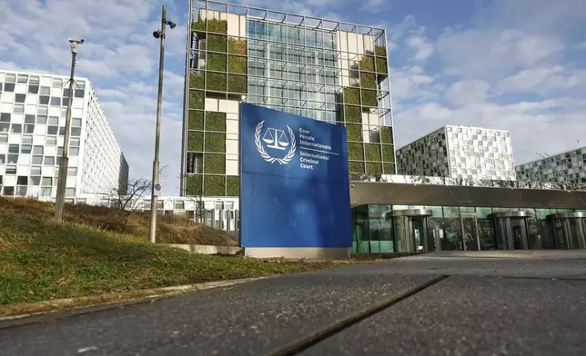 A general view of the exterior of the International Criminal Court in The Hague, Netherlands, Wednesday, March 12, 2025. (AP Photo/Omar Havana)