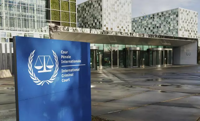 A general view of the exterior of the International Criminal Court in The Hague, Netherlands, Wednesday, March 12, 2025. (AP Photo/Omar Havana)