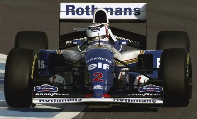 FILE - Britain's Nigel Mansell steers his Williams Renault to take third position in the grid for the European Grand Prix in Jerez, Spain, Oct. 15, 1994. (AP Photo/Amilcar de Leon, File)