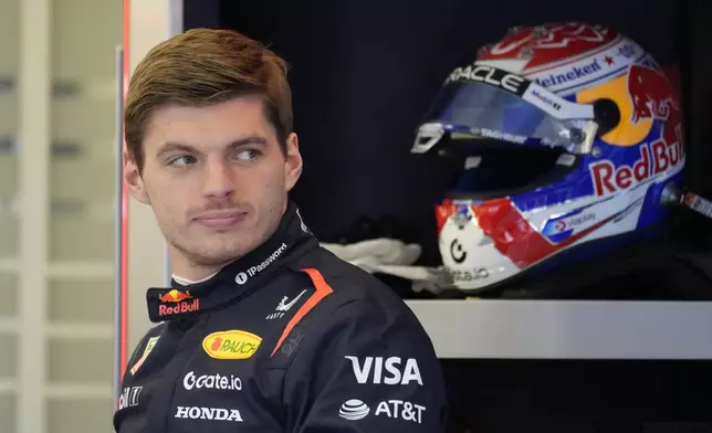 Red Bull driver Max Verstappen of the Netherlands prepares for the pit during a Formula One pre-season test at the Bahrain International Circuit in Sakhir, Bahrain, Wednesday, Feb. 26, 2025. (AP Photo/Darko Bandic)