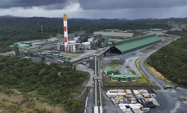 The thermoelectric plant of the Cobre Panama copper mine, owned by Canada's First Quantum Minerals, in Donoso, Panama, Friday, March 21, 2025, during a media tour of the mine that was closed after Panama's Supreme Court ruled that the government concession was unconstitutional. (AP Photo/Matias Delacroix)