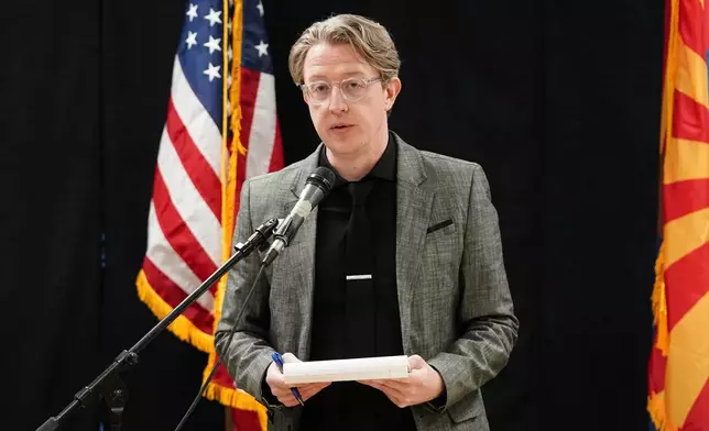 Jimmy Jenkins of the Arizona Republic speaks about witnessing the execution of inmate Aaron Brian Gunches at the Arizona State Prison Wednesday, March 19, 2025 in Florence, Ariz. (AP Photo/Darryl Webb)