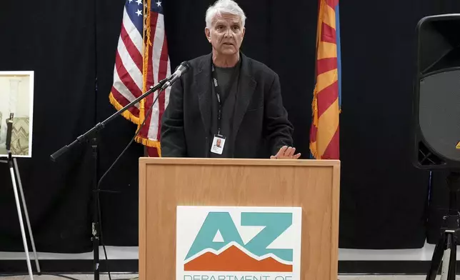 Michael Kiefer of the Arizona Mirror speaks about witnessing the execution of inmate Aaron Brian Gunches at the Arizona State Prison Wednesday, March 19, 2025 in Florence, Ariz. (AP Photo/Darryl Webb)