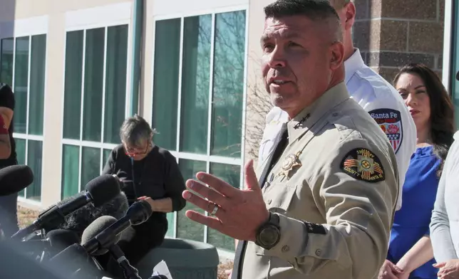 Santa Fe County Sheriff Adan Mendoza answers questions about the investigation into the deaths of actor Gene Hackman and his wife Betsy Arakawa during a news conference in Santa Fe, N.M., Friday, Feb. 28, 2025. (AP Photo/Susan Montoya Bryan)