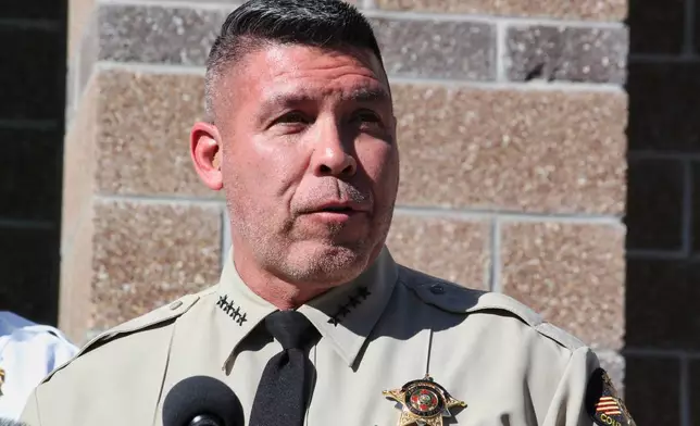 Santa Fe County Sheriff Adan Mendoza answers questions about the investigation into the deaths of actor Gene Hackman and his wife Betsy Arakawa during a news conference in Santa Fe, N.M., Friday, Feb. 28, 2025. (AP Photo/Susan Montoya Bryan)