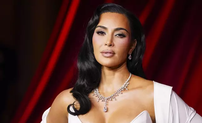 FILE - Kim Kardashian arrives at the fourth annual Academy Museum Gala on Saturday, Oct. 19, 2024, at the Academy Museum of Motion Pictures in Los Angeles. (Photo by Jordan Strauss/Invision/AP, File)