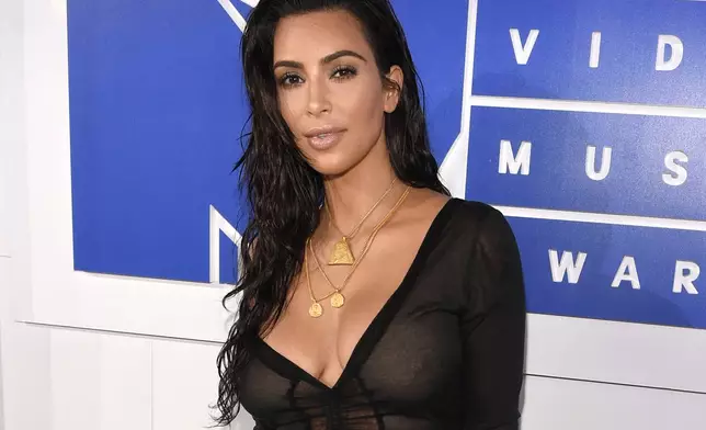 FILE - Kim Kardashian West arrives at the MTV Video Music Awards in New York, Aug. 28, 2016. (Photo by Chris Pizzello/Invision/AP, File)