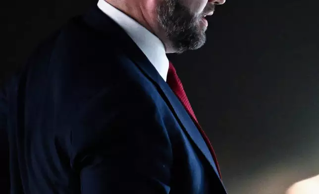 U.S. Vice President JD Vance departs New Delhi en route to Jaipur, India, Monday, April 21, 2025. (Kenny Holston/The New York Times via AP, Pool)