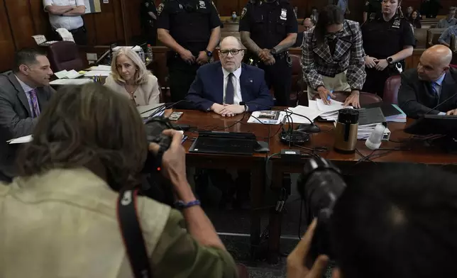 Harvey Weinstein appears for his retrial in Manhattan Criminal Court, Thursday, April 24, 2025, in New York. (AP Photo/Julia Demaree Nikhinson, Pool)