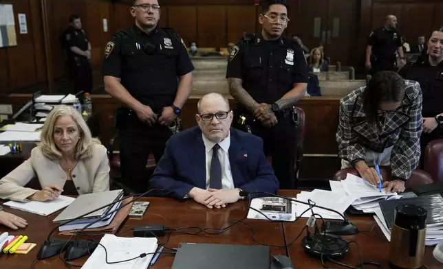 Harvey Weinstein appears for his retrial in Manhattan Criminal Court, Thursday, April 24, 2025, in New York. (AP Photo/Julia Demaree Nikhinson, Pool)