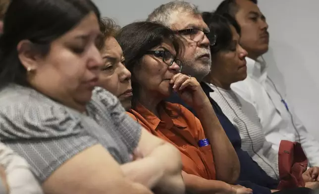 Victims family members react during the sentencing hearing for Robert E. Crimo III., at the Lake County Courthouse, in Waukegan, Ill., Wednesday, April 23, 2025. (AP Photo/Nam Y. Huh, Pool)