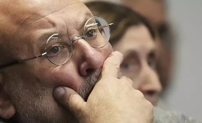 Victims family members react during the sentencing hearing for Robert E. Crimo III., at the Lake County Courthouse, in Waukegan, Ill., Wednesday, April 23, 2025. (AP Photo/Nam Y. Huh, Pool)