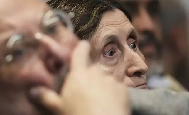 Victims family members react during the sentencing hearing for Robert E. Crimo III., at the Lake County Courthouse, in Waukegan, Ill., Wednesday, April 23, 2025. (AP Photo/Nam Y. Huh, Pool)